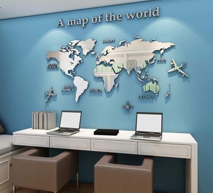 3D Wall Stickers - DIY World Map Wall Decal Sticker Murals Map Wall Décor for Living Room Bedroom TV Background Home Decorations