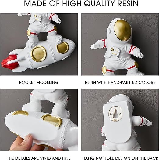 Astronauts Wall Sculpture Figurines Set of 2 for Home Decor, Astronaut Wall Decoration Outer Space Man Wall Decor Background 3D Wall Decor for Living Room Bedroom Boys Kids Room