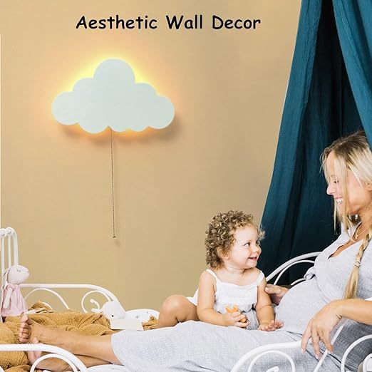 Hayeswheel Cloud-Night-Light for Bedroom, Kawaii Kids Cloud Lights for Baby Nursery, Cute Floating Cloud Lamp for Room Decor, Battery-Operated Hanging Cloud Night Lamp for Wall Decor