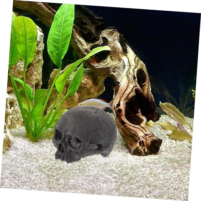 Qingquyy halloween decorations Fish Hideaway Fish Tank Hiding Cave Decorative Skull Ornament Underwater Decor Fish Tank Landscape Decor Fish Hide Ornament aquarium resin skull hole