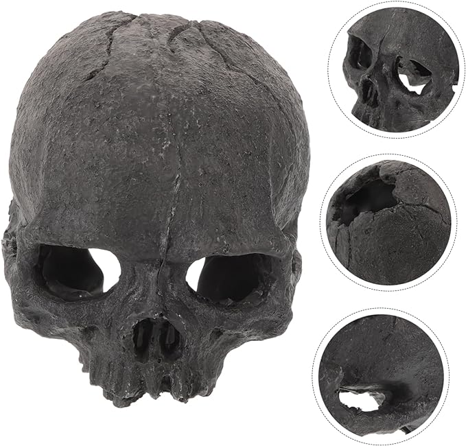 Qingquyy halloween decorations Fish Hideaway Fish Tank Hiding Cave Decorative Skull Ornament Underwater Decor Fish Tank Landscape Decor Fish Hide Ornament aquarium resin skull hole