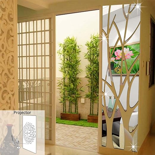 Family Tree Wall Decor Abstract Wall Art 3D DIY Acrylic Decorative Mirror Wall Stickers for Living Room Bedroom Kitchen The Home Modern Decorations 60x16 inch