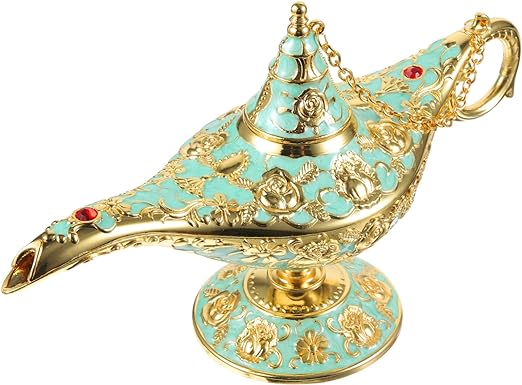 Aladdin's Lamp Dining Table Decor Table Decorations Wishing Lamp Ornament Wishing Lamp Decor Arabian Night Decor Home Desktop Adornment Costume Lamp Zinc Alloy Vintage Crafts