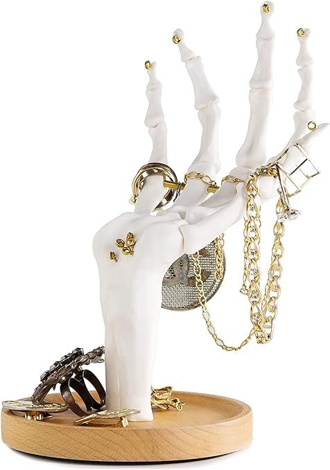 QingquyySkeleton Hand Ring Holder & Jewelry Stand Earring Organizer & 