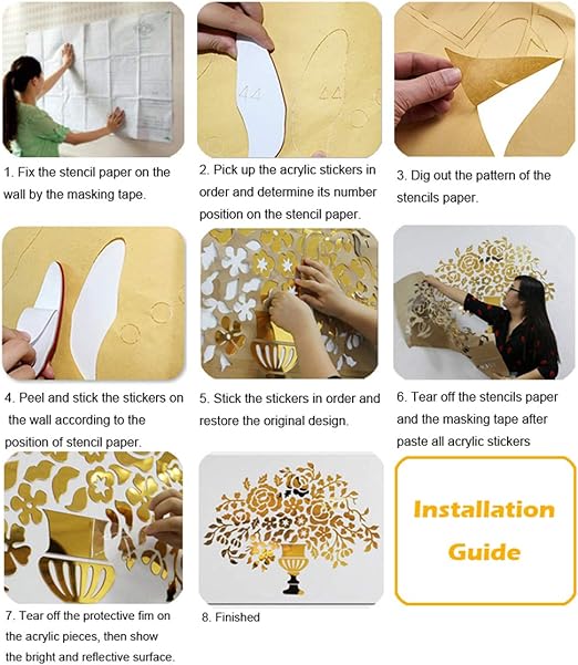 Family Tree Wall Decor Abstract Wall Art 3D DIY Acrylic Decorative Mirror Wall Stickers for Living Room Bedroom Kitchen The Home Modern Decorations 60x16 inch