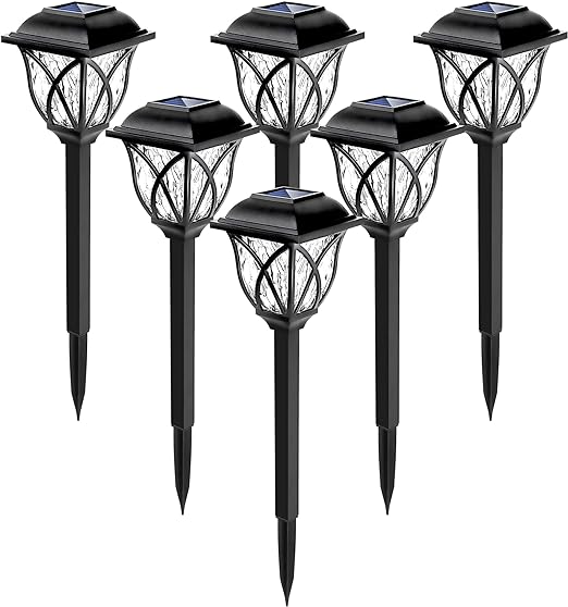 Outdoor Solar Lights, 6 Pack LED Solar Garden Lights Waterproof, Decorative Solar Lights for Outside, Yard, Patio, Landscape, Walkway