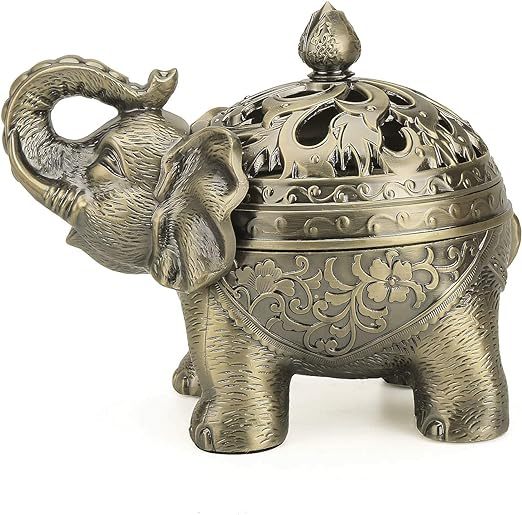 Qingquyy Metal Backflow Incense Holder Elephant Cone Coil Incense Burn