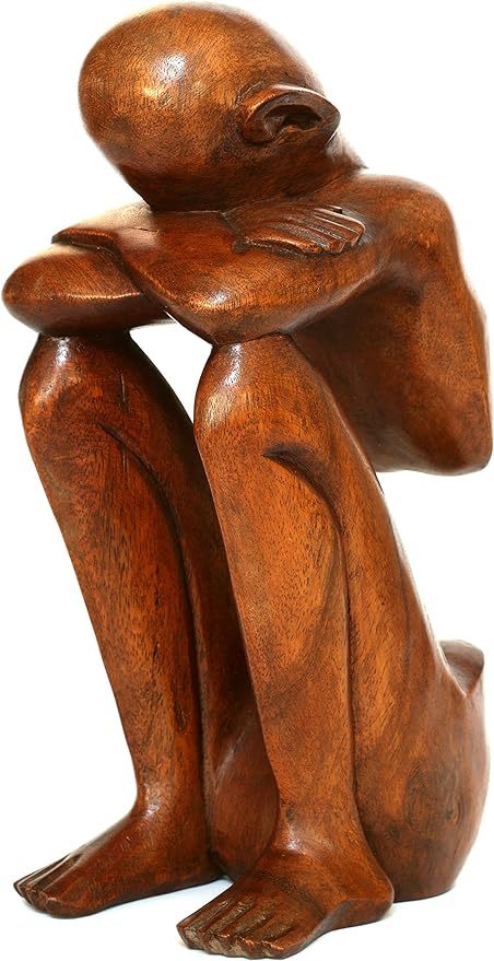 Qingquyy Abstract Sculpture Wooden Handmade Handcrafted Art - Resting Man 