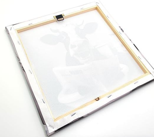 Qingquyy Black and White Cute Cow Wall Art - Abstract Lovely Animals Watching Newspaper in Bathroom Wall Decoration Modern artwork 12x12 inches Framed Painting Canvas Wall Art Print Poster For Restroom WC