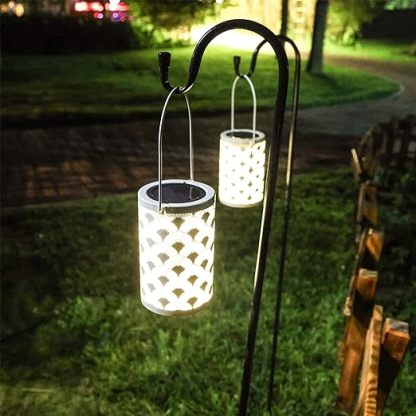 Solar Lanterns Outdoor Waterproof Outside Hanging Solar Lights Garden Decoration Metal LED Table Lamps Decorative Lighting for Patio Porch Lawn Yard Backyard Tabletop Decor 2 Pack