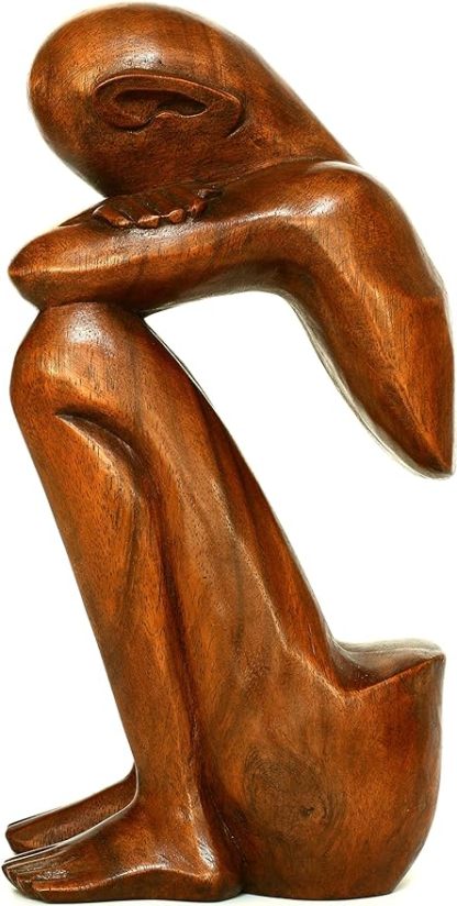 Qingquyy Abstract Sculpture Wooden Handmade Handcrafted Art - Resting Man 