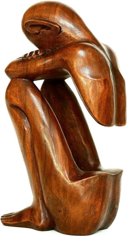 Qingquyy Abstract Sculpture Wooden Handmade Handcrafted Art - Resting Man 