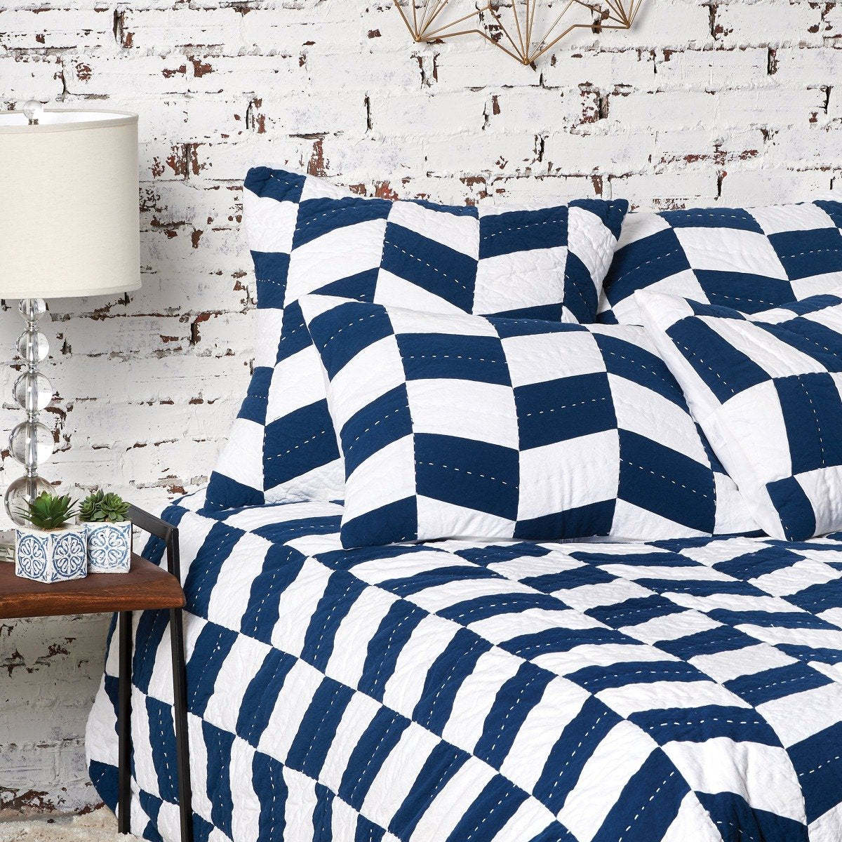 Herringbone Patch Indigo Quilt