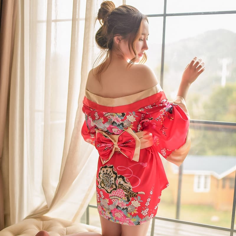 史黛丝 日式艺伎风情漏乳交领印花短款和服睡裙美国成人用品批发零售电话9294108588纽约羞羞情趣用品商城-美国纽约羞羞情趣用品