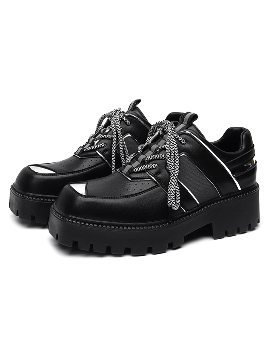 High Street Hip Hop Metal Design Leather Shoes