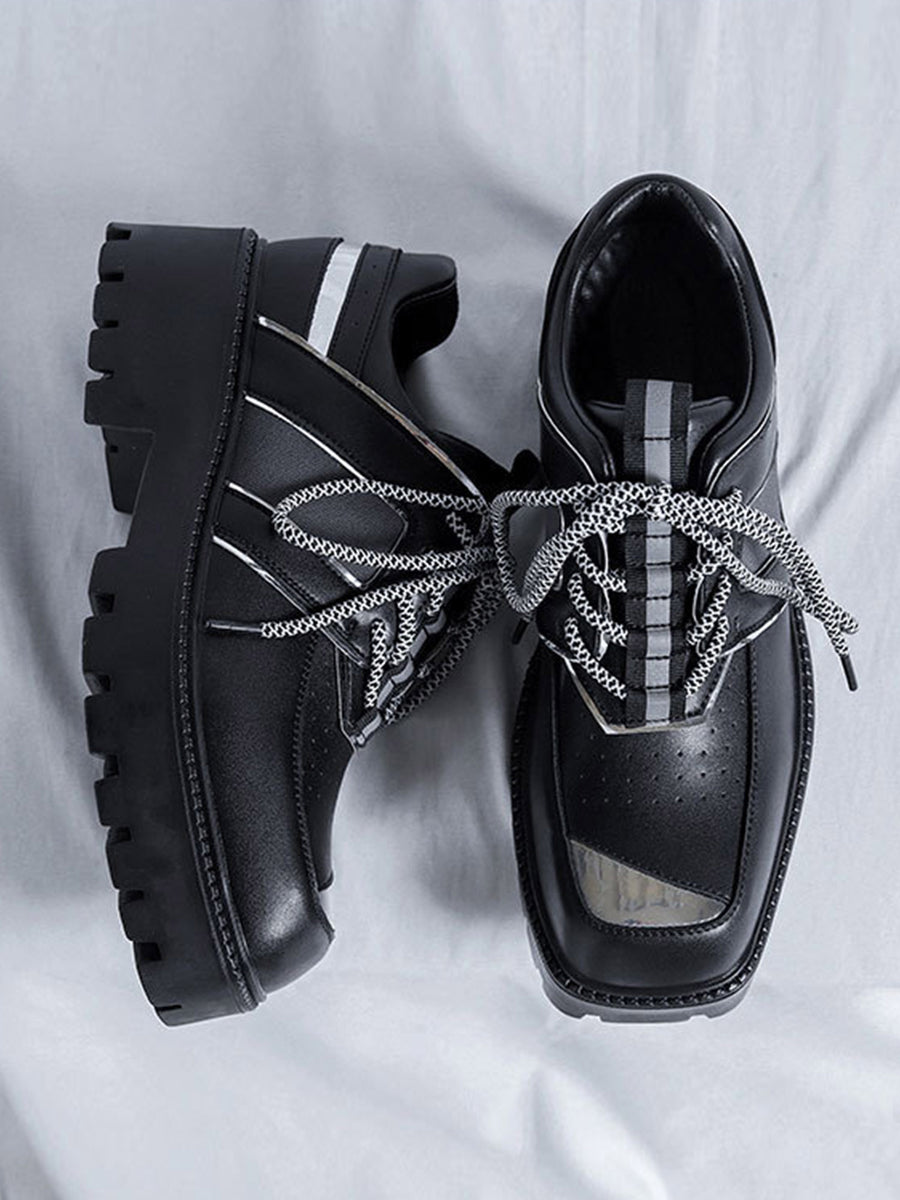 High Street Hip Hop Metal Design Leather Shoes