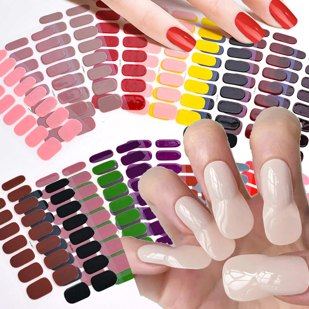 Nude Semi-Cured Gel Nail Wraps Sticker Long-Lasting UV LED Lamp French Nail Decal Full Cover Waterproof Semi-Cured Sticke