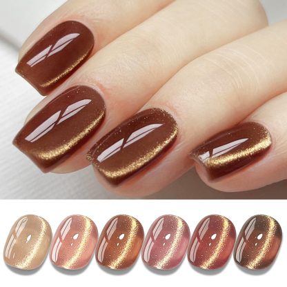 Dual Rhythm Cat Eye Gel Nail Polish Shimmer Glitter Powder with Magnet 9D Holographic Reflective Magnetic UV Nail Polish Set