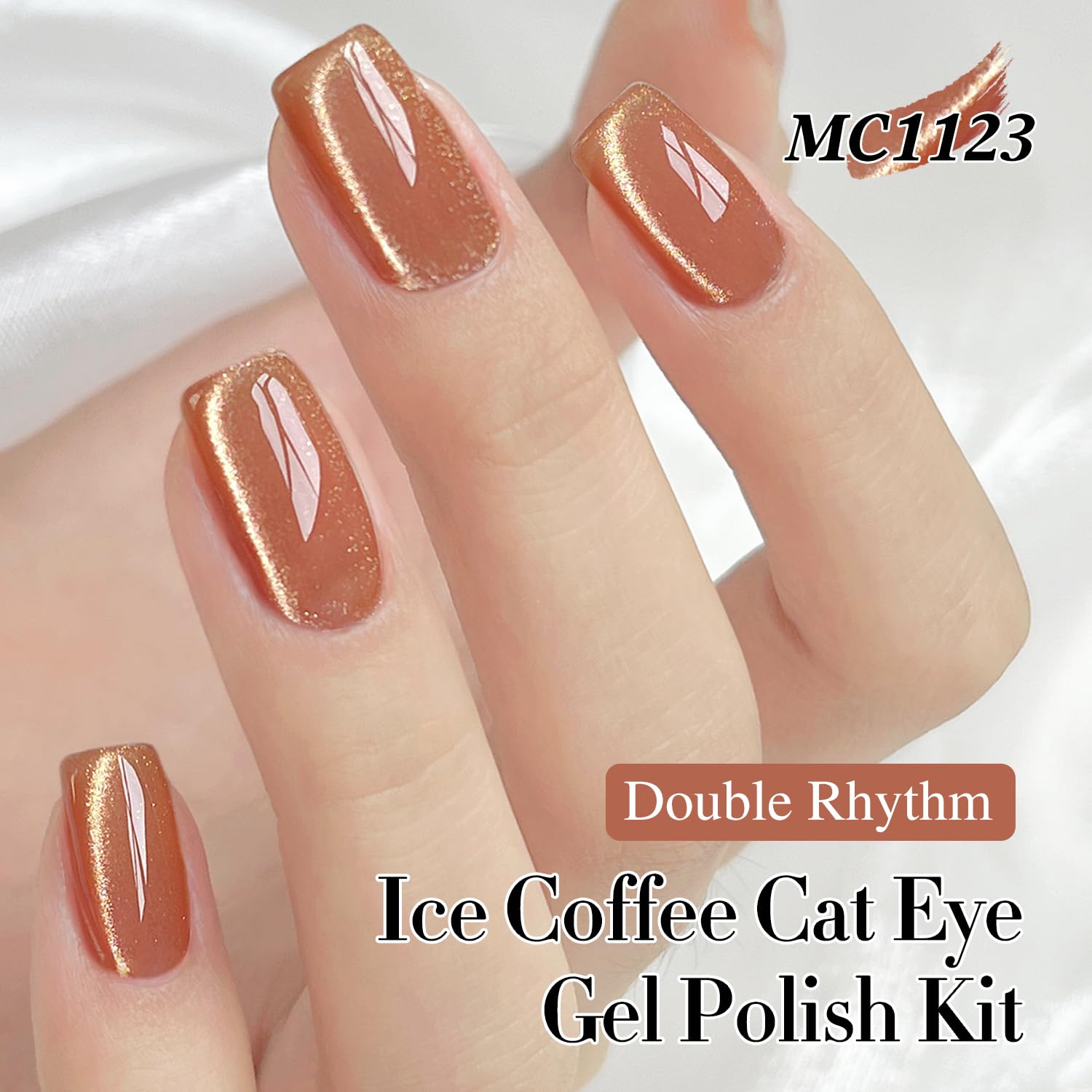 Dual Rhythm Cat Eye Gel Nail Polish Shimmer Glitter Powder with Magnet 9D Holographic Reflective Magnetic UV Nail Polish Set