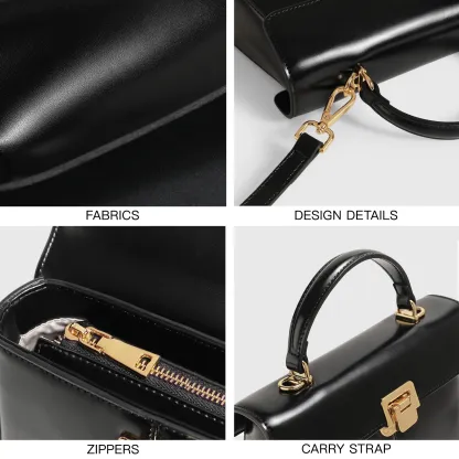 Genuine Leather Handbag for Women, Luxury Branded Crossbody Bag, Fashionable and Versatile, Scarf Decor