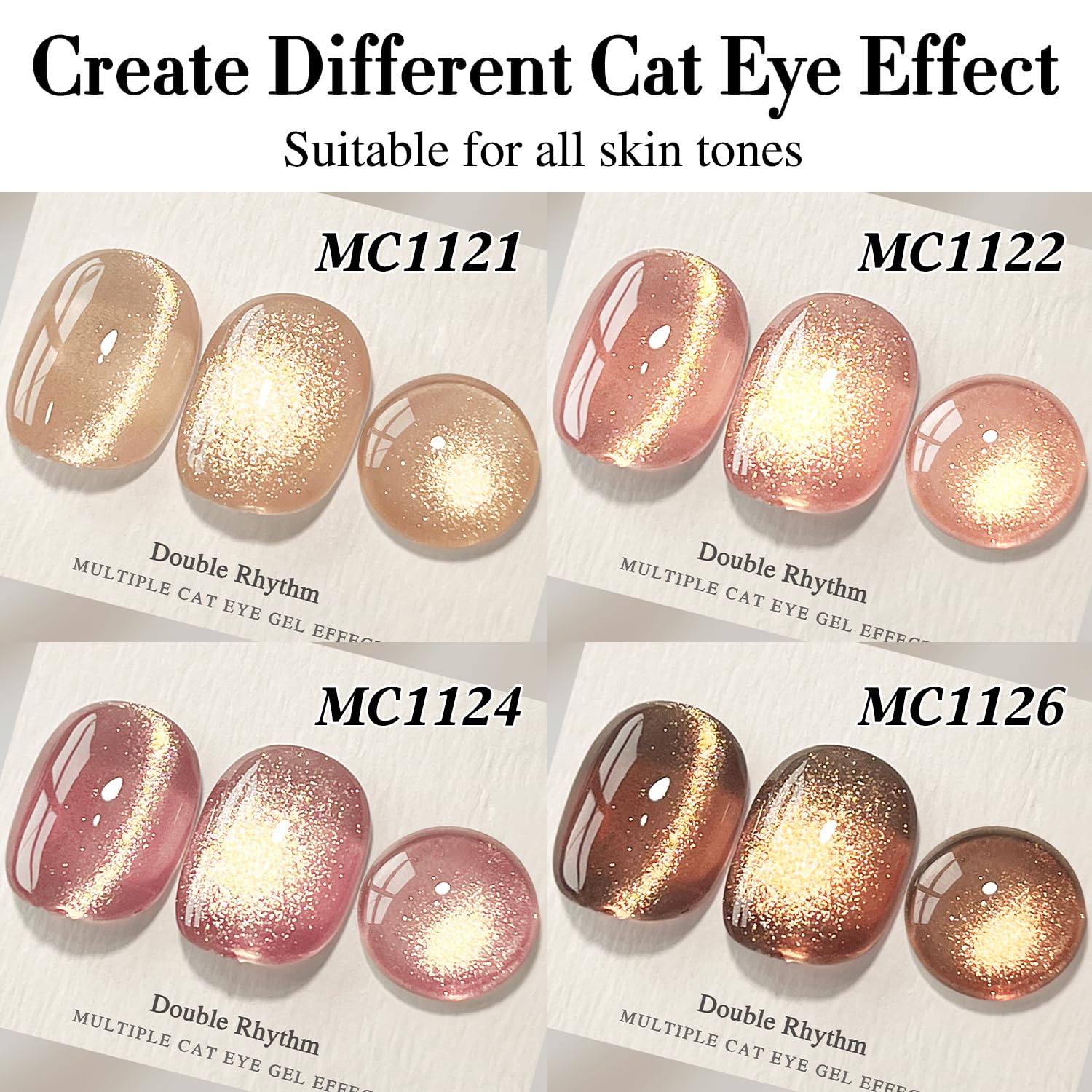 Dual Rhythm Cat Eye Gel Nail Polish Shimmer Glitter Powder with Magnet 9D Holographic Reflective Magnetic UV Nail Polish Set
