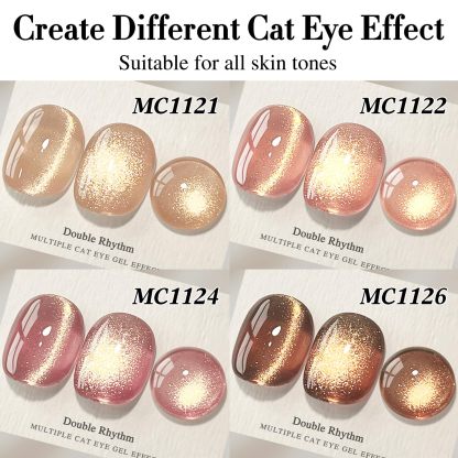 Dual Rhythm Cat Eye Gel Nail Polish Shimmer Glitter Powder with Magnet 9D Holographic Reflective Magnetic UV Nail Polish Set