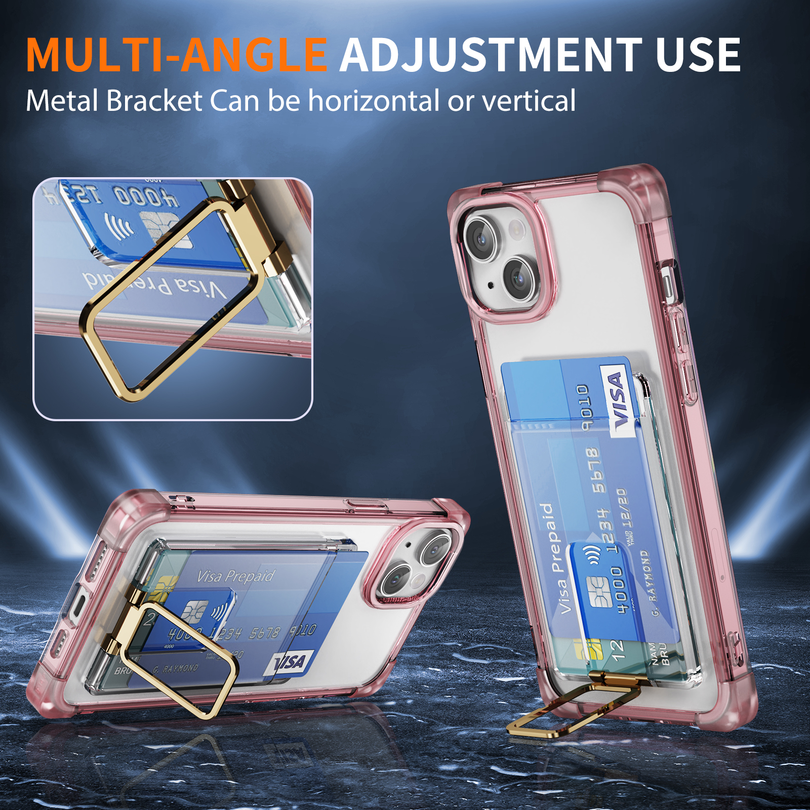 Four corners frosted shell card bracket