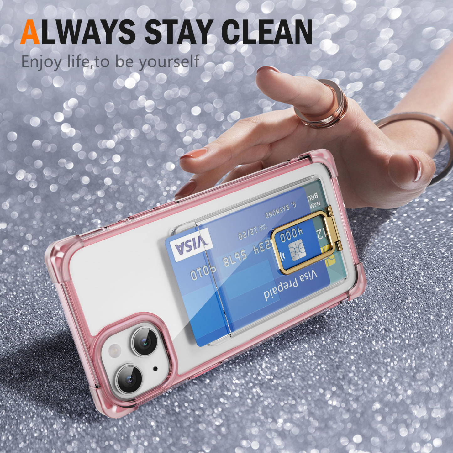 Four corners frosted shell card bracket