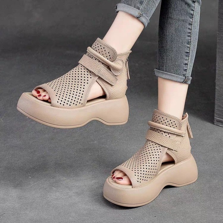 Sapatos ortopédicos de couro com sola macia e velcro（Frete grátis）