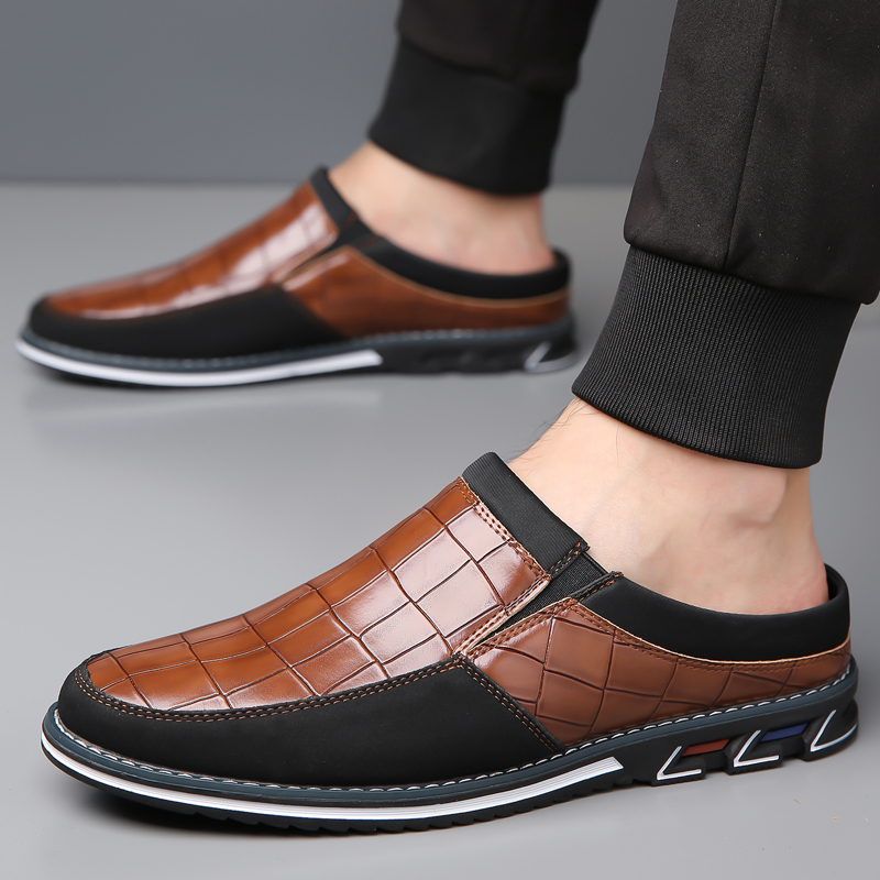 Men's Fashion Calfskin Leather Slippers