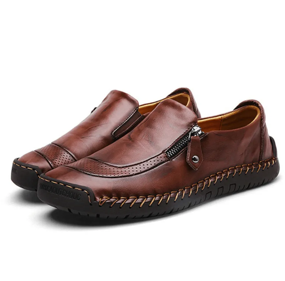 🔥Diese Woche Sale 70 % RABATT🔥Lässige, bequeme Leder-Slip-on-Loafer für Herren mit seitlichem Reißverschluss, bequeme orthopädische Wanderschuhe