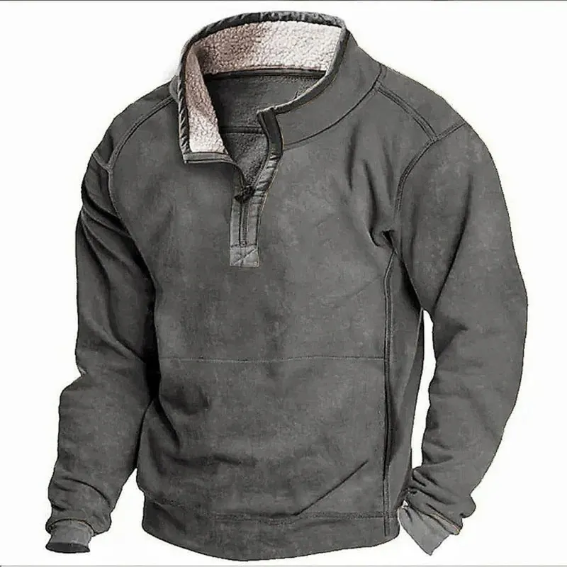 Lässiges Herren-Sweatshirt aus Kaschmir mit Stehkragen und Taschen