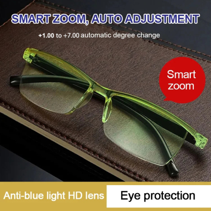 Smart zoom gradient color reading glasses