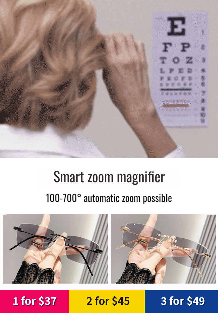 Light-sensitive colour-changing zoom rimless presbyopia glasses 【Men's and women's models】