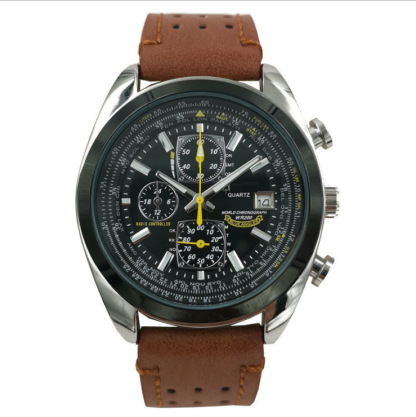 Blue Angel three-eye six-hand light-kinetic energy quartz movement flight watch