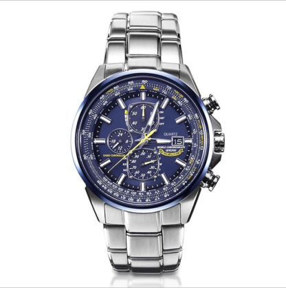 Blue Angel three-eye six-hand light-kinetic energy quartz movement flight watch