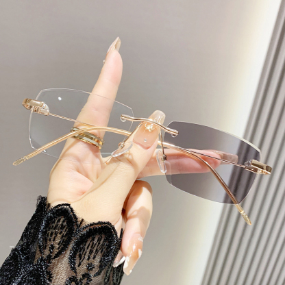 Light-sensitive colour-changing zoom rimless presbyopia glasses 【Men's and women's models】