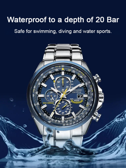 Blue Angel three-eye six-hand light-kinetic energy quartz movement flight watch