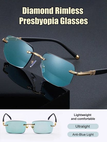 Diamond Rimless Fashion Presbyopia Glasses