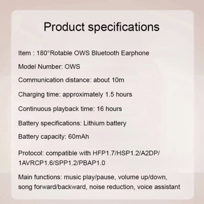 180° Rotating Open OWS Bluetooth Headset
