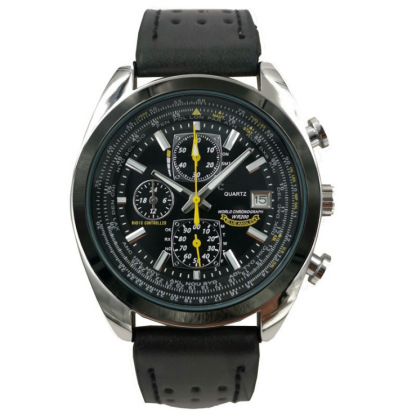 Blue Angel three-eye six-hand light-kinetic energy quartz movement flight watch