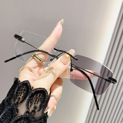 Light-sensitive colour-changing zoom rimless presbyopia glasses 【Men's and women's models】