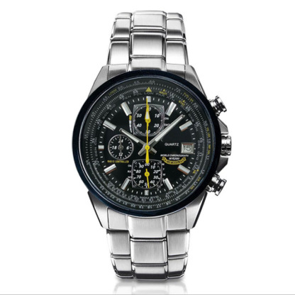 Blue Angel three-eye six-hand light-kinetic energy quartz movement flight watch
