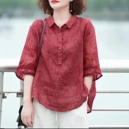 Slimming and Flattering Jacquard Blouse for Women