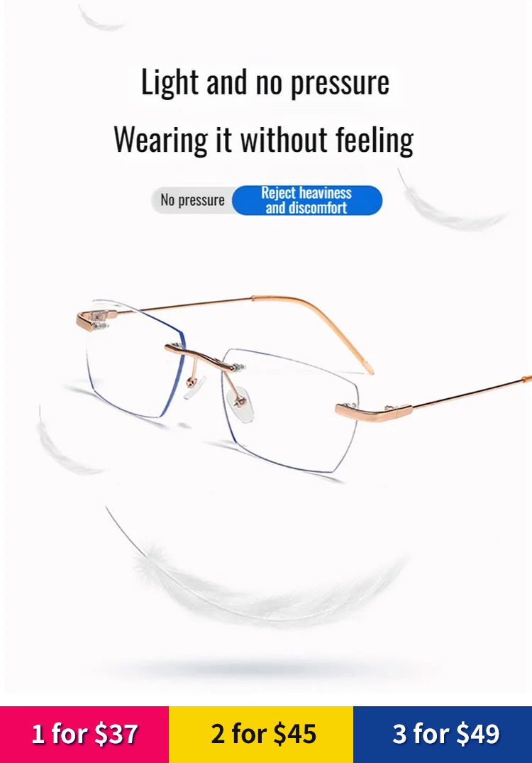 Light-sensitive colour-changing zoom rimless presbyopia glasses 【Men's and women's models】
