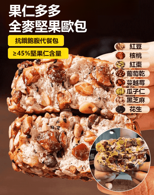 【低糖飽足】堅果八寶歐包