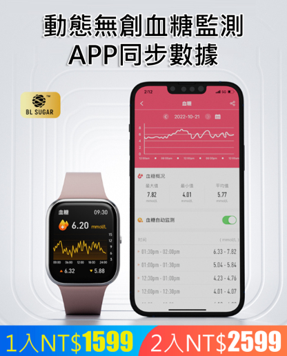 無痛血壓血糖智慧手錶