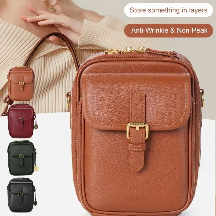 Vintage Double Layer Large Capacity Messenger Bag