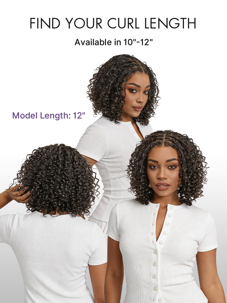 Readitress™ Boho Braids Deep Curly Glueless 5x5 Closure Lace with Braided Top Human Hair Wig Pre-Cut Lace-107