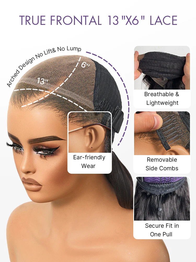 NatureMAX™ 200% / 250% Density Loose Wave Glueless 13x6 HD Lace Front Wig Human Hair Pre-Cut Lace Flexi-Fit Drawstring Cap-80